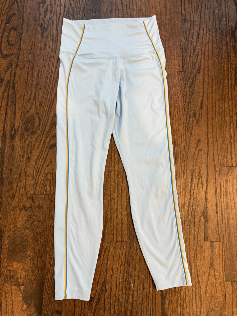 Nike Pale Blue Leggings with Yellow Side Piping